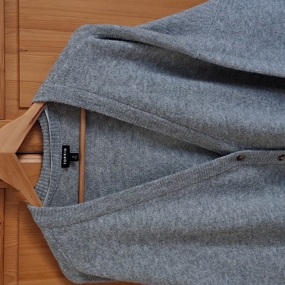 Torrid Light Gray Classic V- Neck Cardigan Sweater Size 3X - Picture 3 of 9